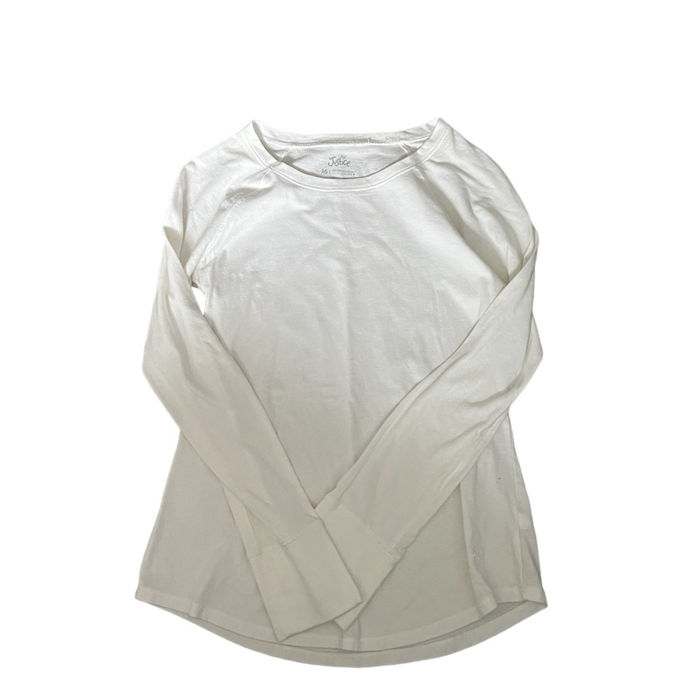 Justice White Long-sleeved Girls Shirt